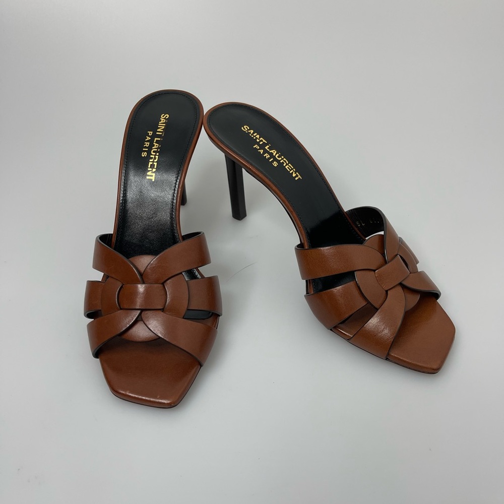 Saint Laurent Brown Leather High Heels Women’s EU 37/US 7 $745. New With Box.